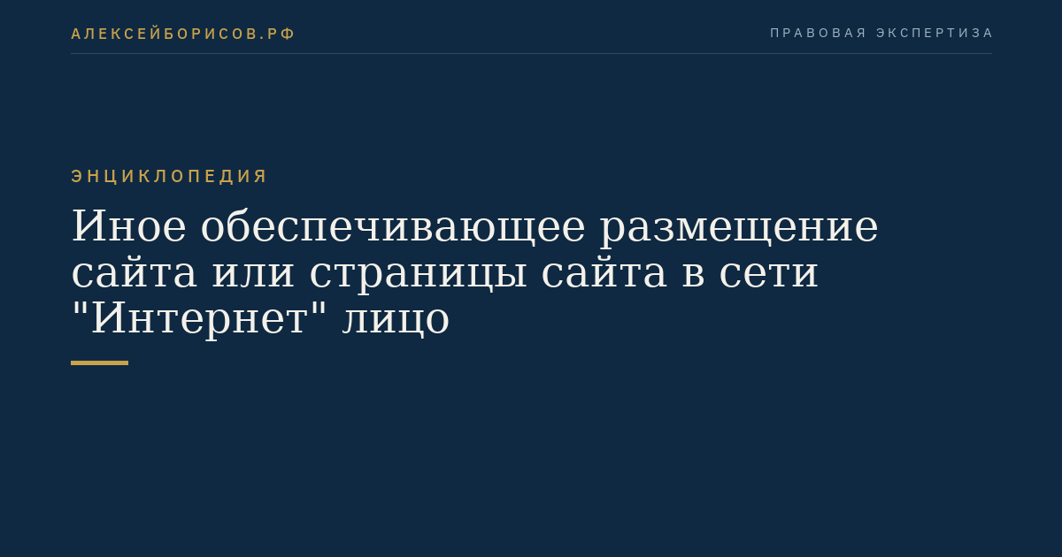 Иное обеспечивающее размещение сайта или страницы сайта в сети "Интернет" лицо