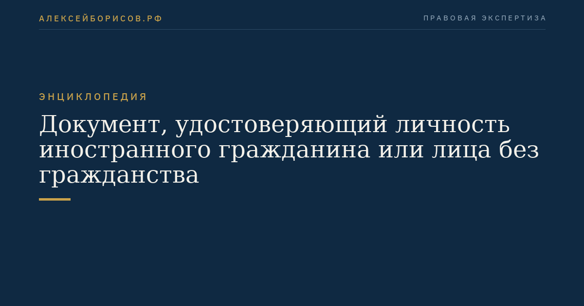 Документ, удостоверяющий личность иностранного гражданина или лица без гражданства
