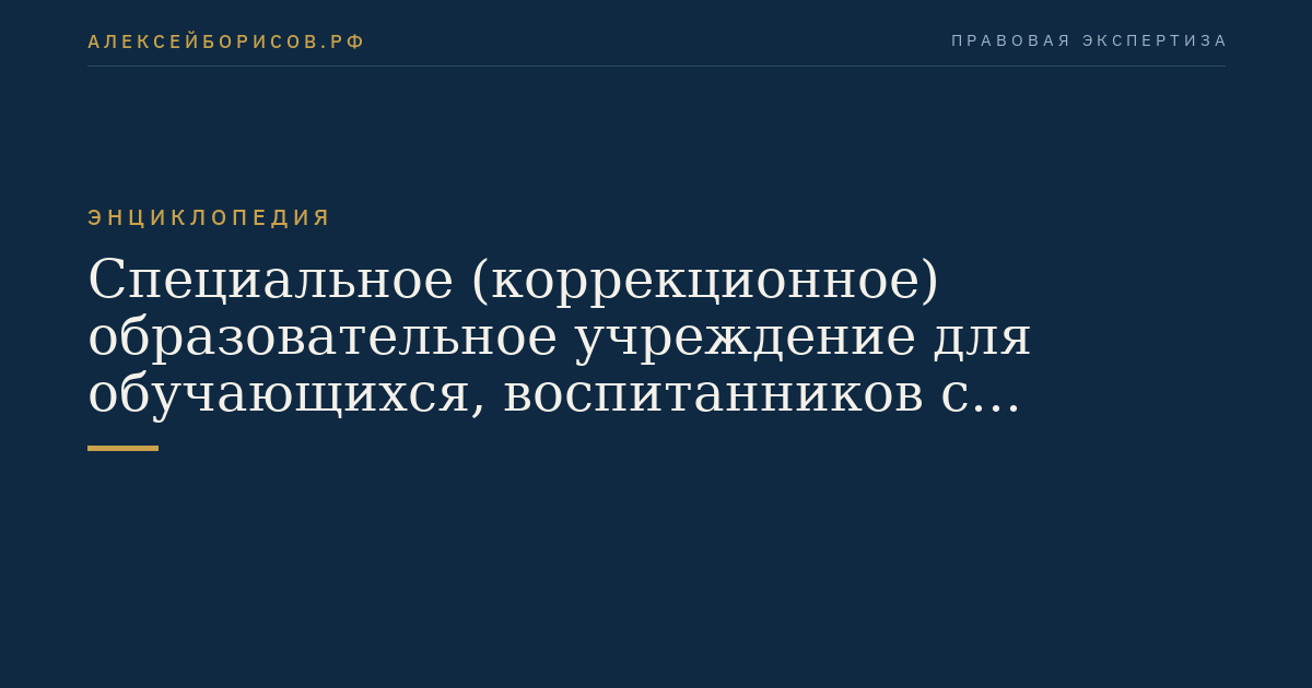 Специальное (коррекционное) образовательное учреждение для обучающихся, воспитанников с отклонениями в развитии