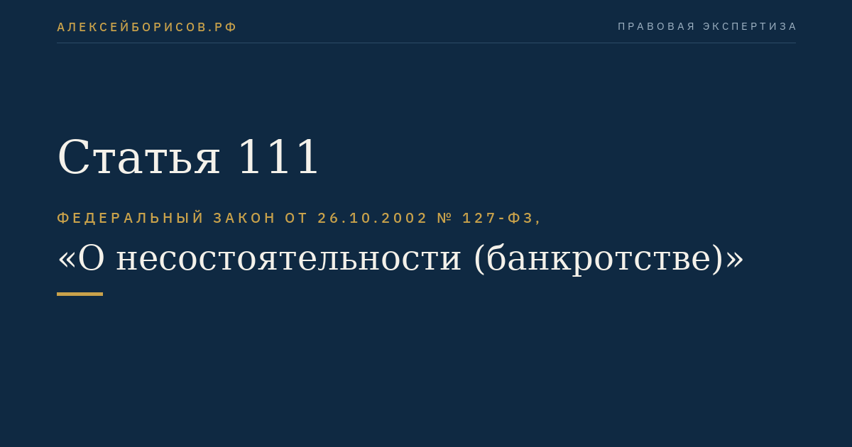 Статья 111. Продажа части имущества должника