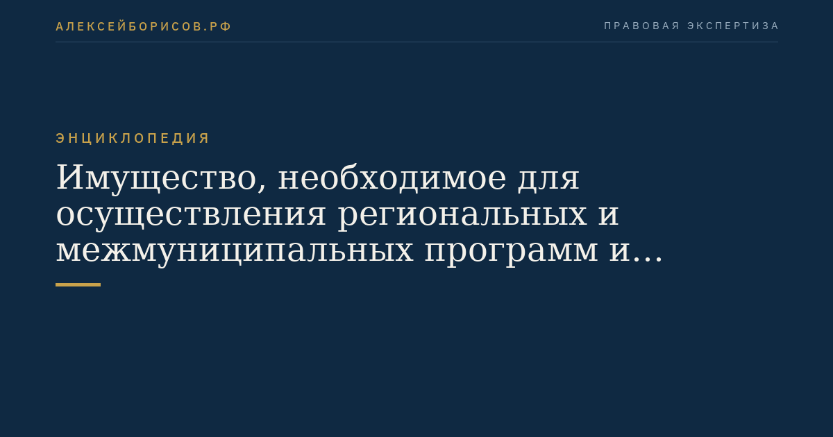 Имущество, необходимое для осуществления региональных и межмуниципальных программ и проектов в области развития субъектов малого и среднего предпринимательства