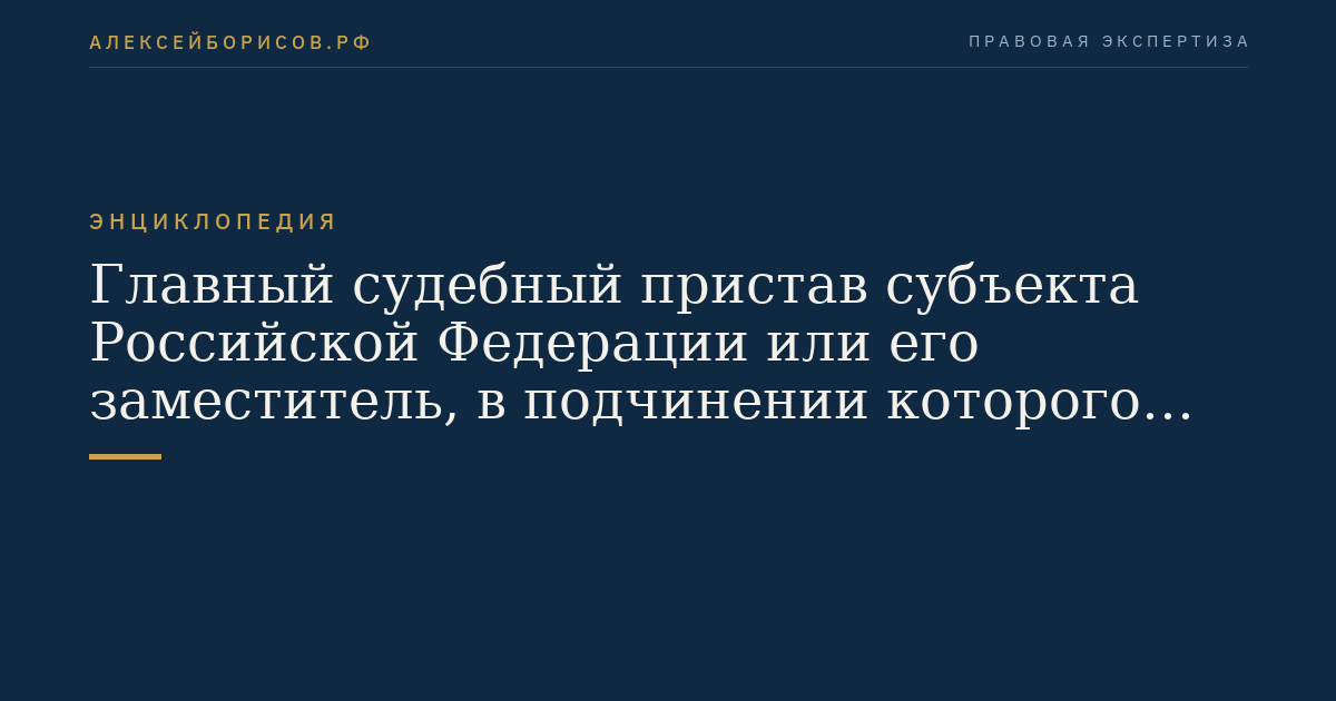 Главный судебный пристав субъекта Российской Федерации или его заместитель, в подчинении которого находится судебный пристав-исполнитель
