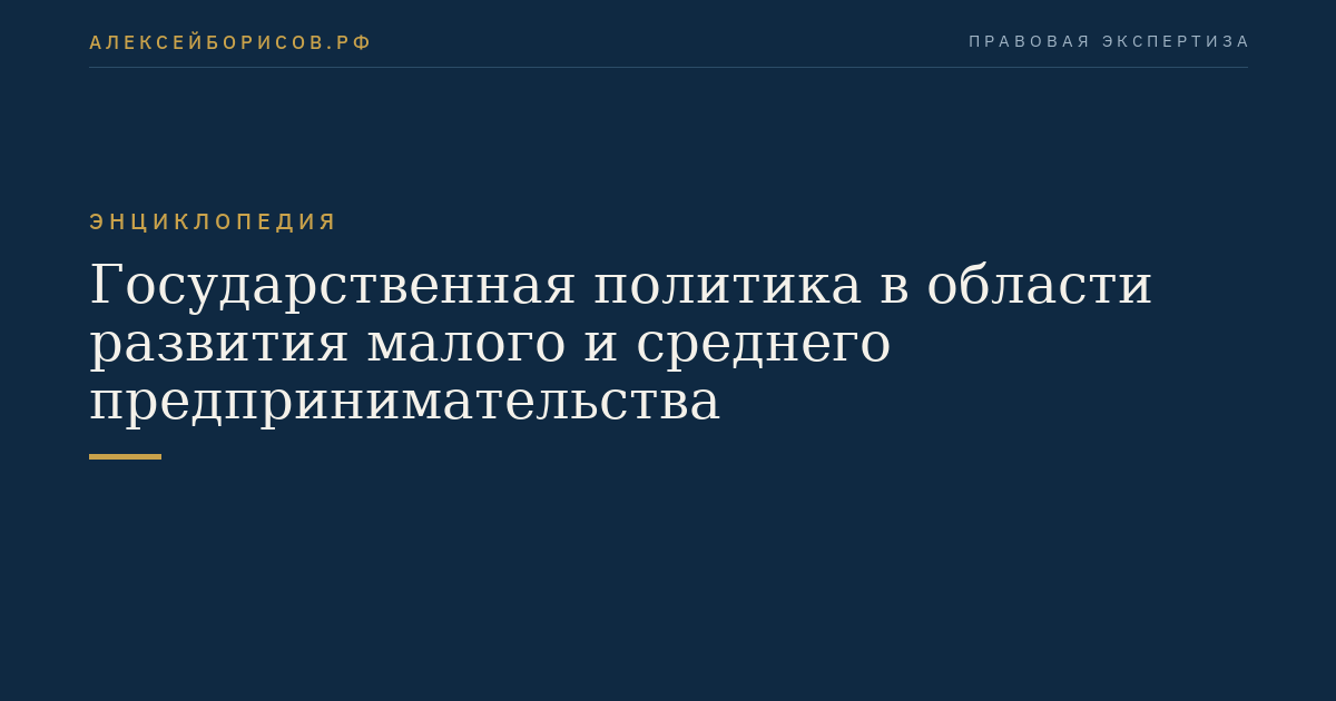Государственная политика в области развития малого и среднего предпринимательства