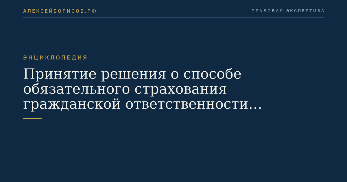 Принятие решения о способе обязательного страхования гражданской ответственности кадастровых инженеров-членов саморегулируемой организации