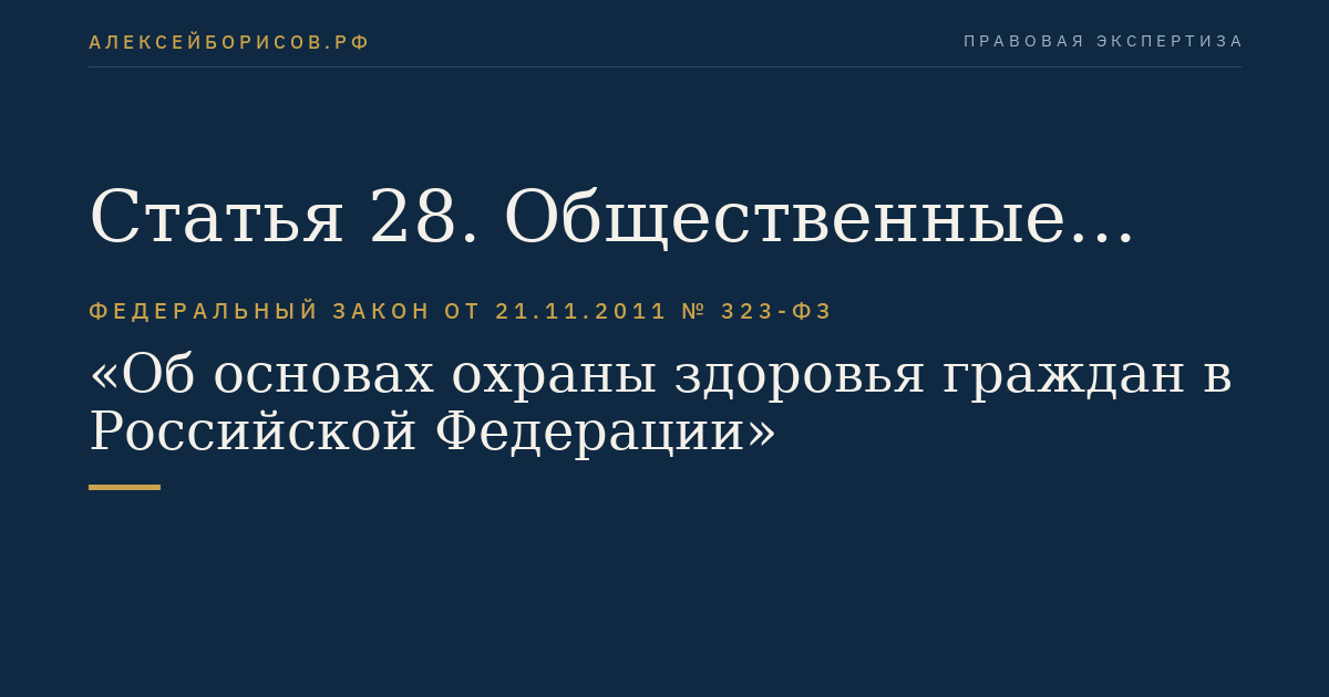 Статья 28. Общественные объединения по защите прав граждан в сфере охраны здоровья