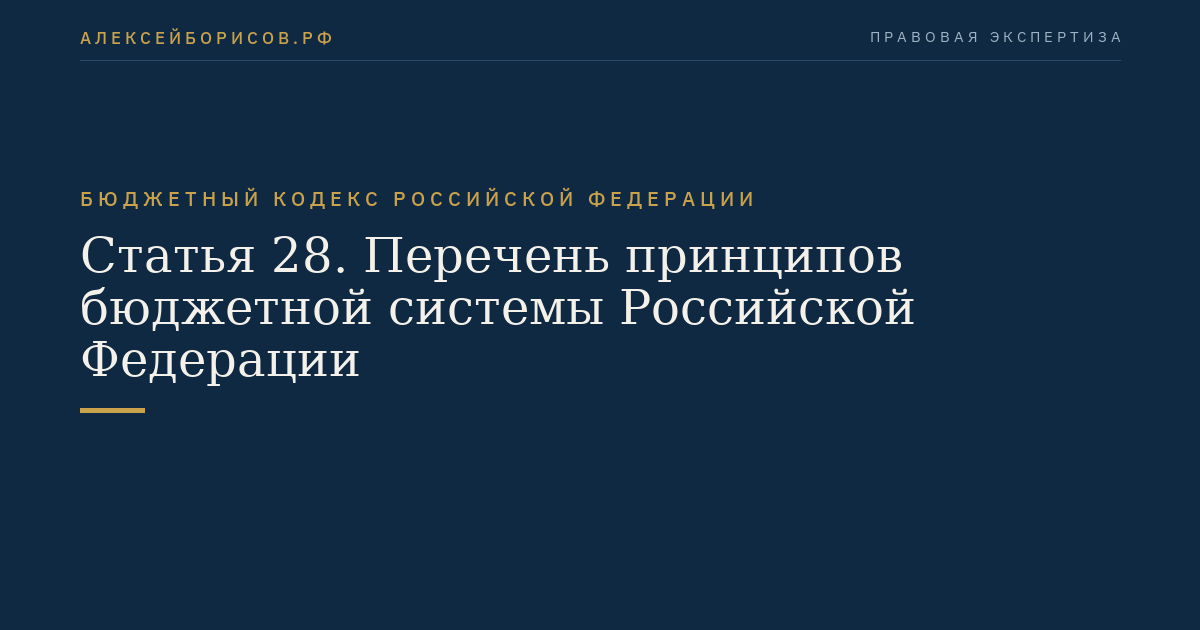 Статья 28. Перечень принципов бюджетной системы Российской Федерации