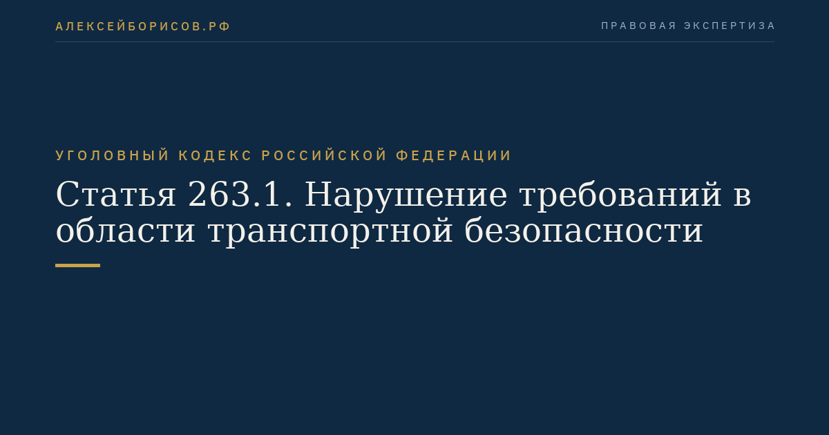 Статья 263.1. Нарушение требований в области транспортной безопасности