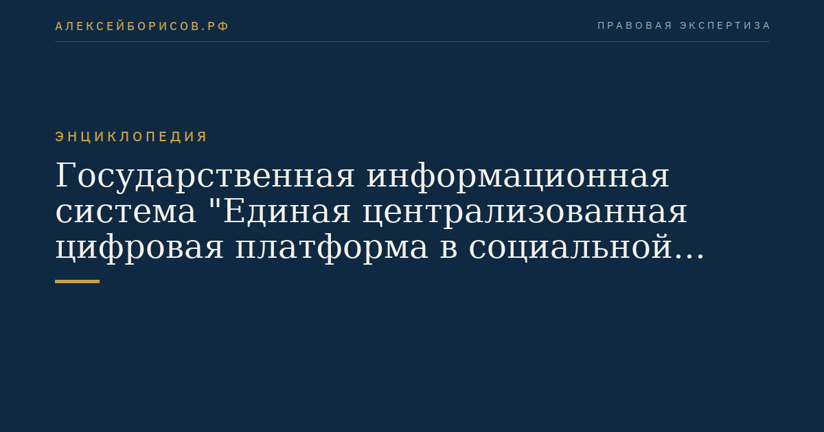 Государственная информационная система "Единая централизованная цифровая платформа в социальной сфере"