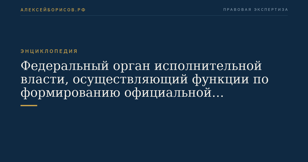 Федеральный орган исполнительной власти, осуществляющий функции по формированию официальной статистической информации о социальных, экономических, демографических, экологических и других общественных процессах в Российской Федерации