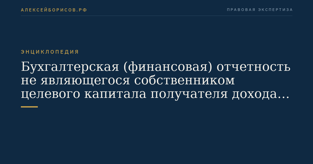 Бухгалтерская (финансовая) отчетность не являющегося собственником целевого капитала получателя дохода от целевого капитала