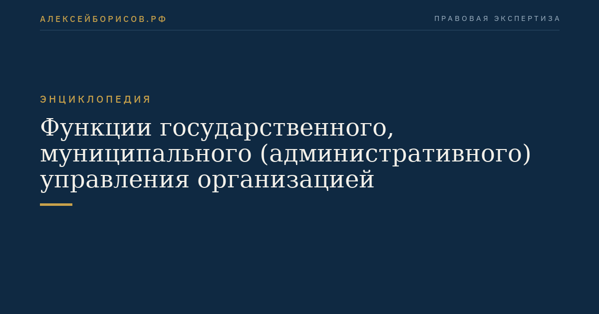 Функции государственного, муниципального (административного) управления организацией
