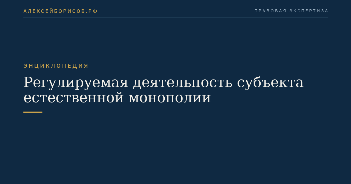Регулируемая деятельность субъекта естественной монополии