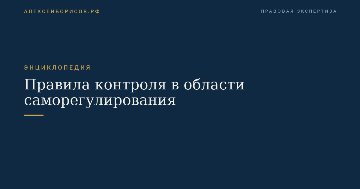Правила контроля в области саморегулирования