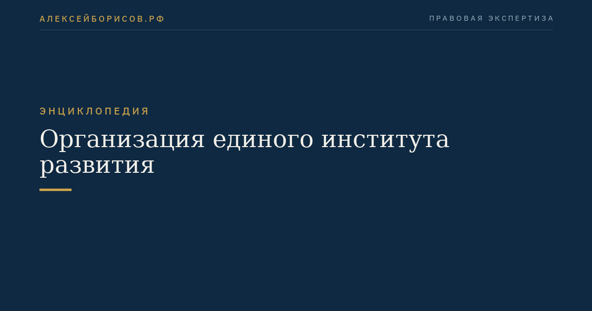 Организация единого института развития