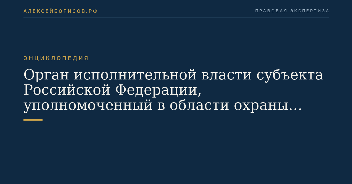 Орган исполнительной власти субъекта Российской Федерации, уполномоченный в области охраны объектов культурного наследия
