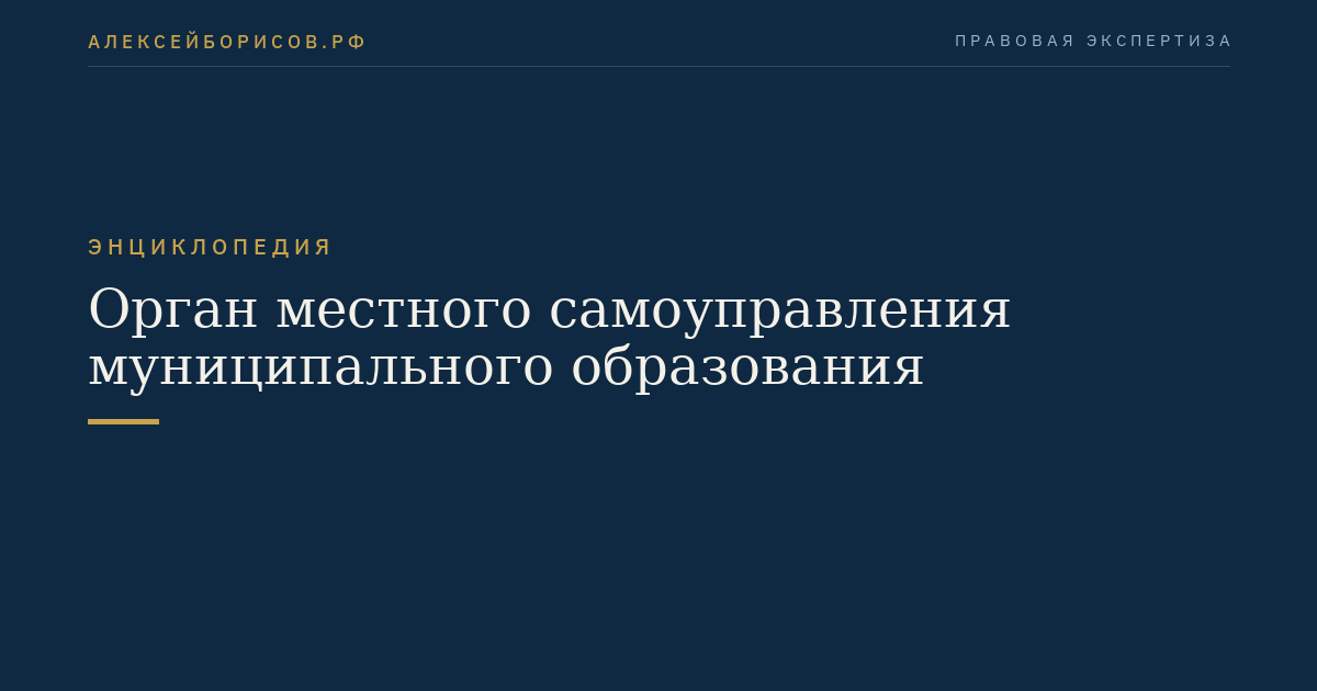 Орган местного самоуправления муниципального образования
