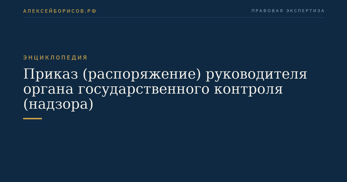 Приказ (распоряжение) руководителя органа государственного контроля (надзора)