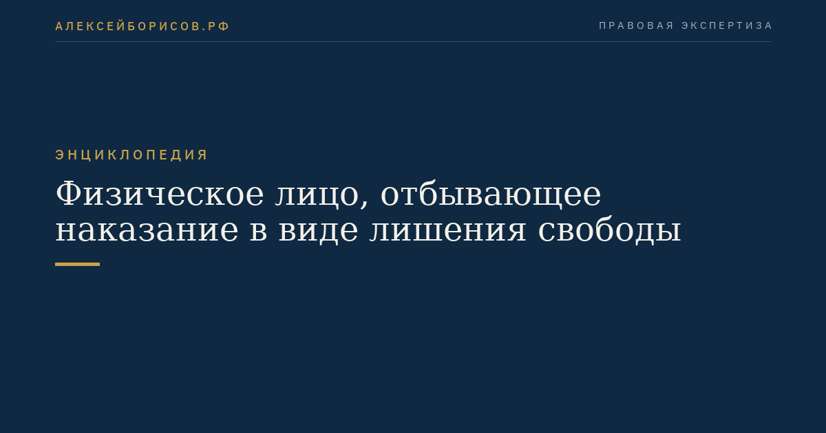 Физическое лицо, отбывающее наказание в виде лишения свободы