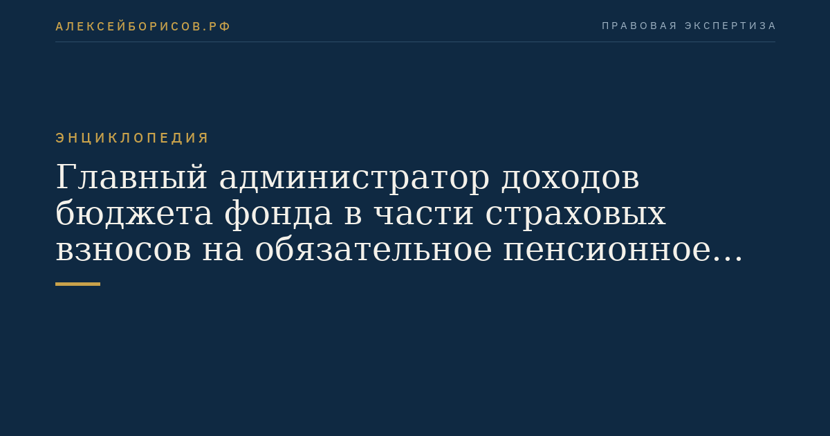 Главный администратор доходов бюджета фонда в части страховых взносов на обязательное пенсионное страхование в Российской Федерации, зачисляемых в фонд за расчетные периоды с 2002 года по 2009 год включительно