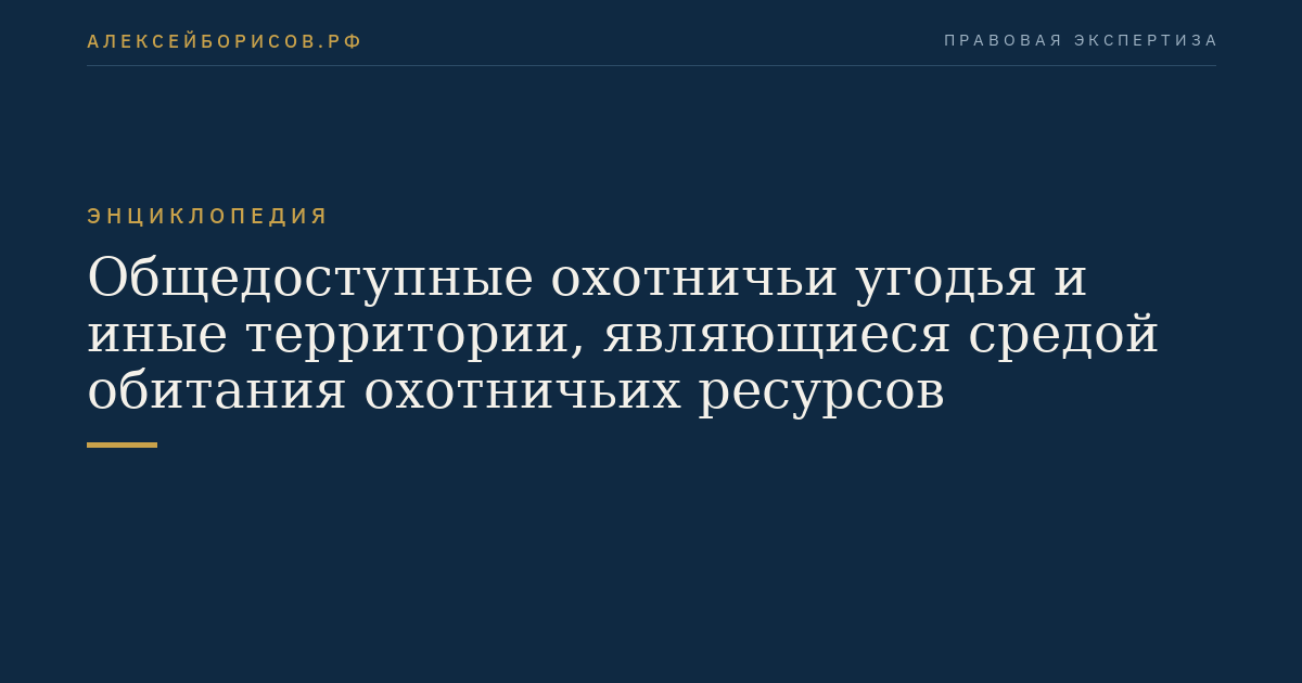 Общедоступные охотничьи угодья и иные территории, являющиеся средой обитания охотничьих ресурсов
