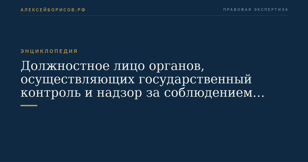 Должностное лицо органов, осуществляющих государственный контроль и надзор за соблюдением обязательных требований к продукции и государственный метрологический надзор