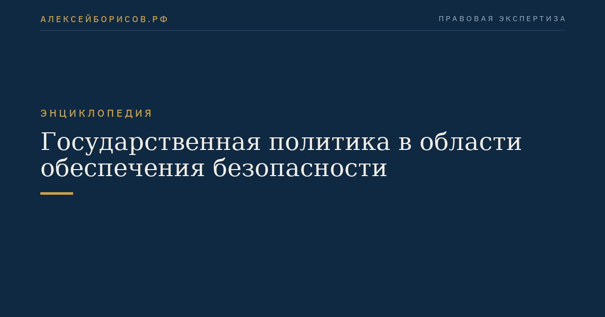 Государственная политика в области обеспечения безопасности