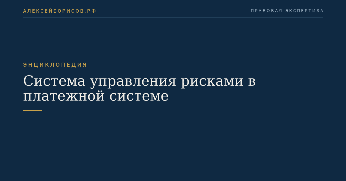 Система управления рисками в платежной системе