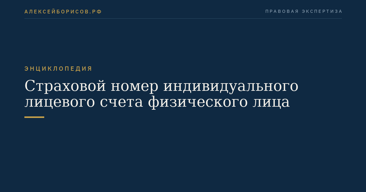 Страховой номер индивидуального лицевого счета физического лица