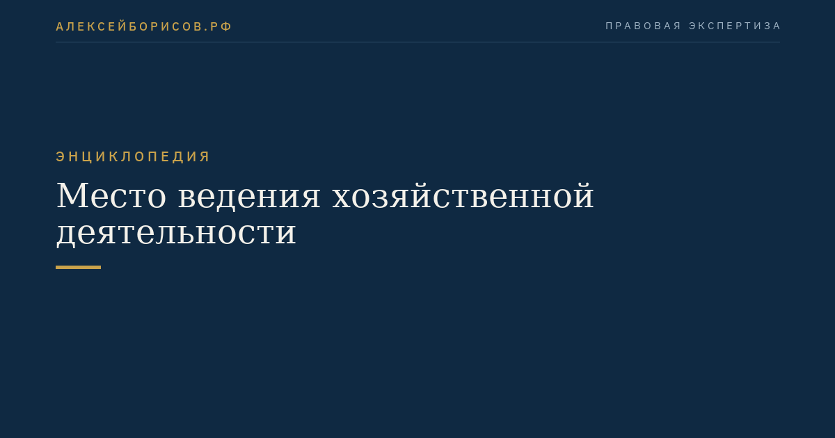 Место ведения хозяйственной деятельности