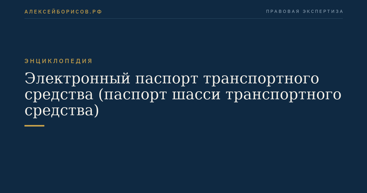 Электронный паспорт транспортного средства (паспорт шасси транспортного средства)